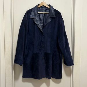 Vintage Navy Suede Coat XL or Oversized Look